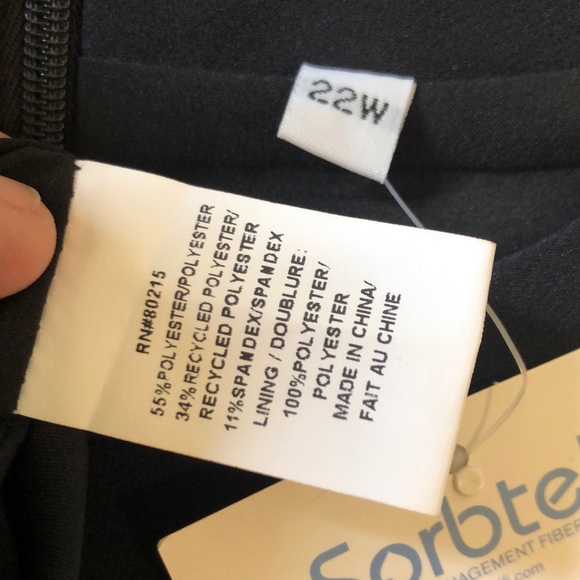 REPREVE sz 24W Little Black Dress White Pleat Sleeve ECORecycle FastDry $180 NEW - Picture 17 of 17